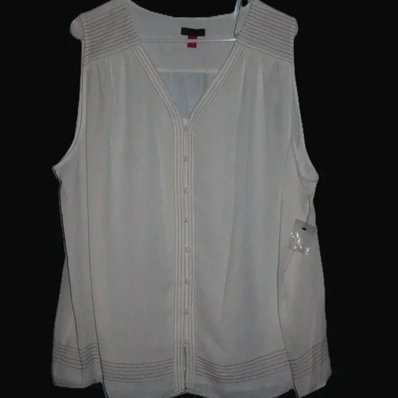 Vince Camuto Sleeveless White Button Up Front Top 2X NWOT - Picture 1 of 16